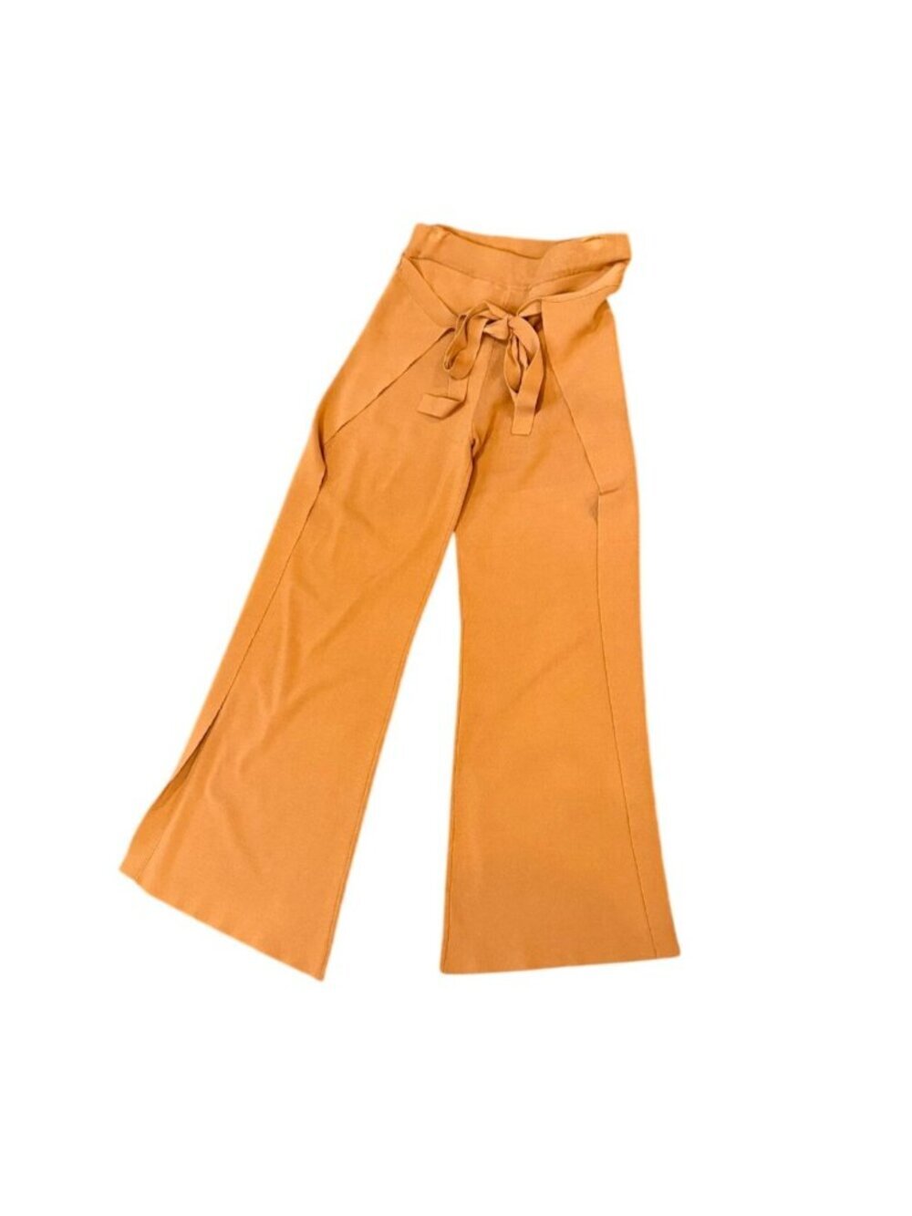 Cult Gaia Burnt Orange Wide-Leg Pants With Tie Waist, Medium